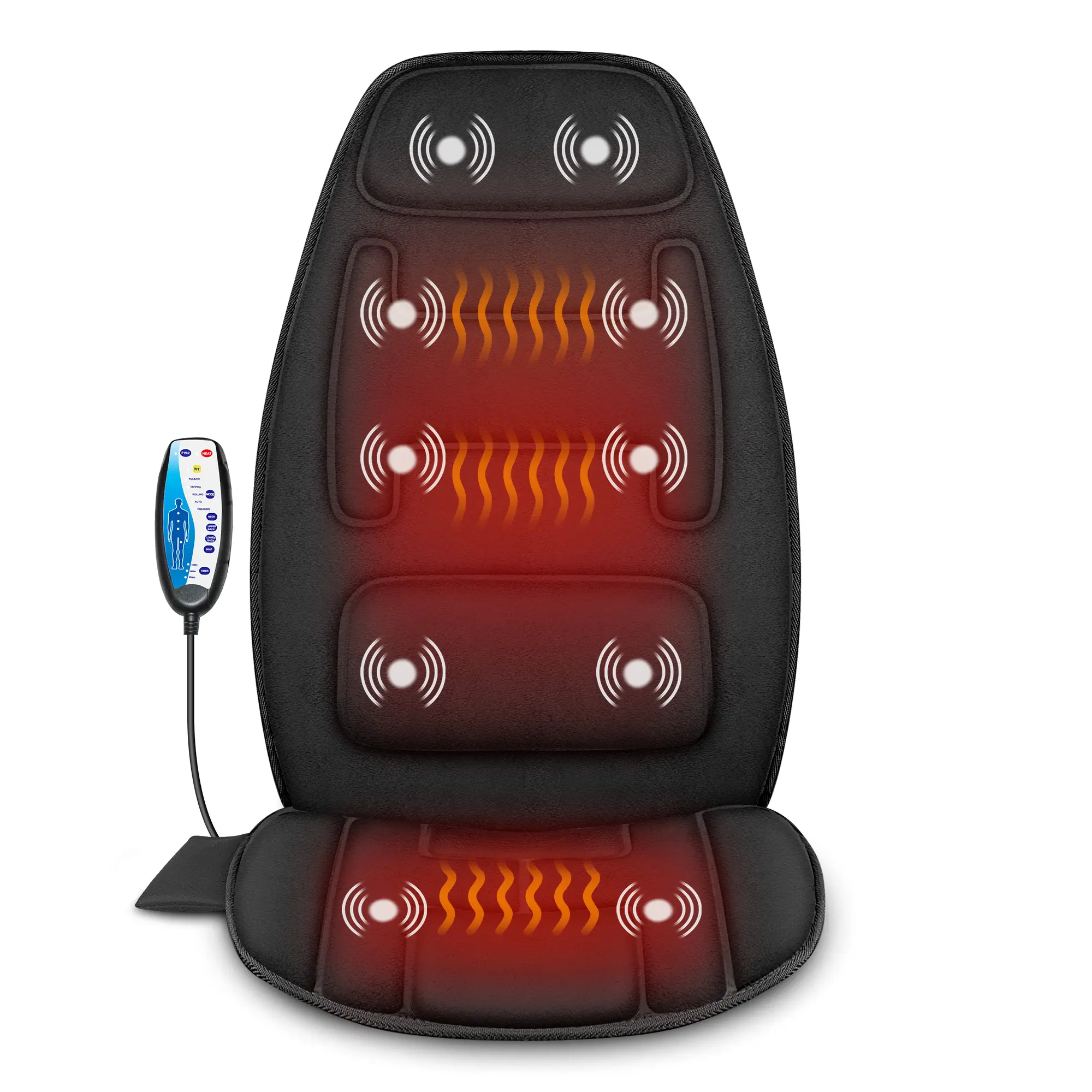 Snailax New Memory Foam Massage Cushion with Heat - 10-Motor Vibrating Back & Seat Massager for Low Back Pain Relief, Plush Polyester, Plastic, Swivel, Heat Protection, Box-Included Self-Care Gift