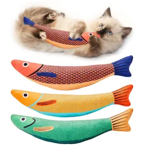 High-Potency Organic Catnip Fish Toy for Cats, Bite-Resistant Plush Kicker with Crinkle Paper, Interactive Cat Chew Toy to Release Energy & Prevent Boredom