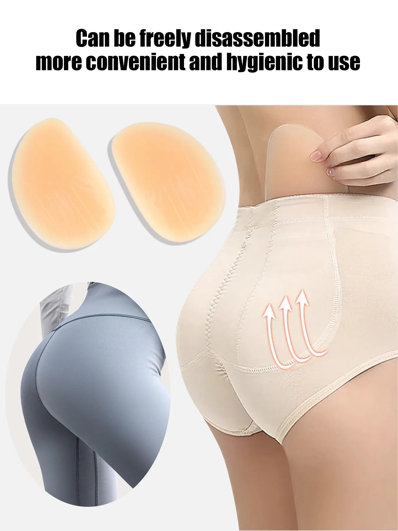 2Pcs Silicone Hip Pads, 1cm/2cm Thickness Optional, Invisible Butt Lifter, Removable Washable, For Jeans/Wedding Dresses/Sports, Dual Use As Ski Hip & Knee Pads