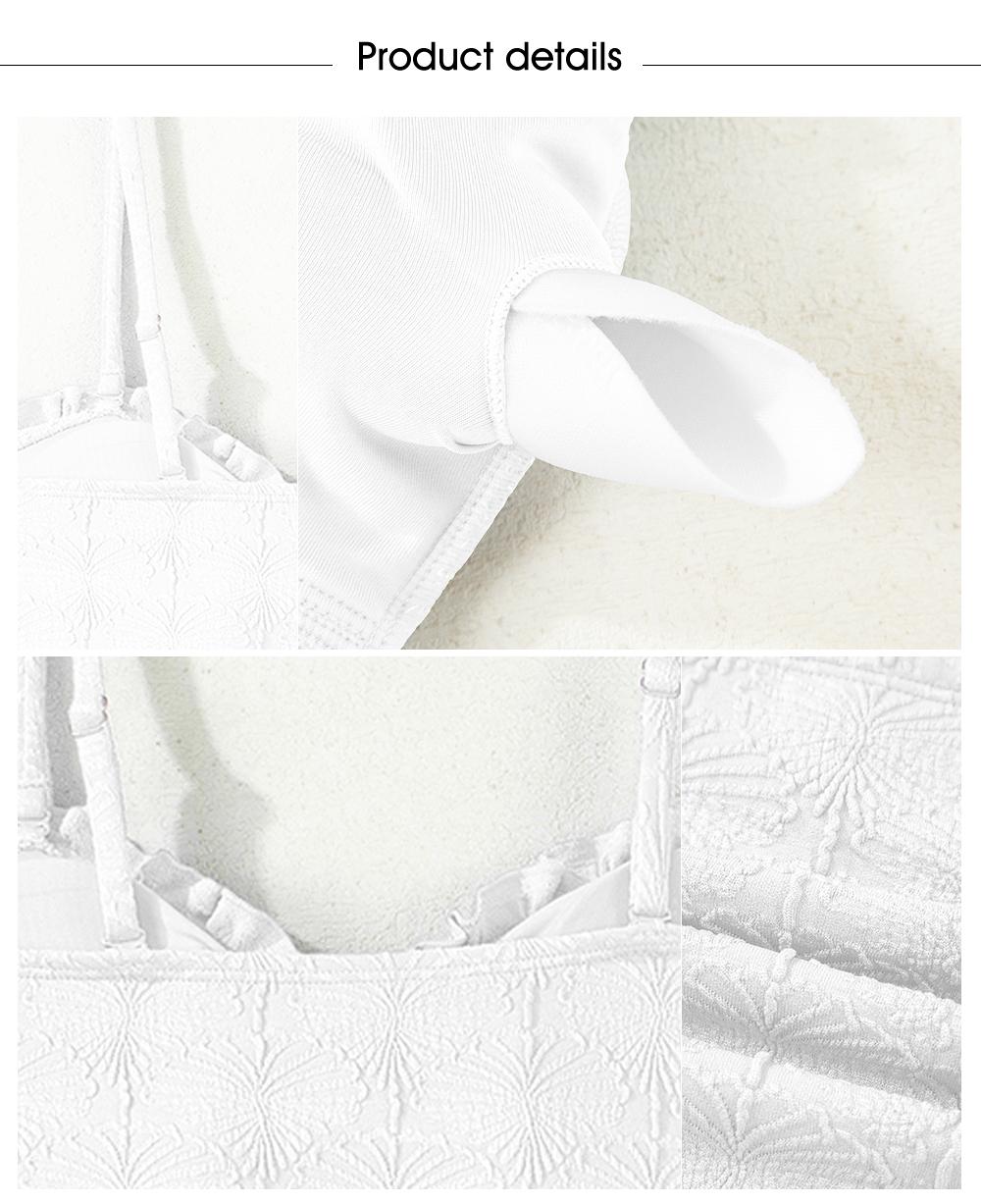 Aleumdr Women's Seashell Textured Bikini Sets Knotted Front 2 Piece Swimsuits Ruffle Trim Bathing Suits SpringStatements Aleumdr Women's Seashell Textured Bikini Sets Knotted Front 2 Piece Swimsuits Ruffle Trim Bathing Suits SpringStatements