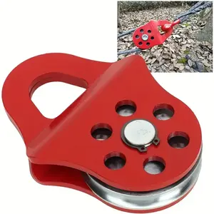 Winch Snatch Block Towing Pulley, 6T Load Bearing Capacity Block and Tackle Pulley, Heavy Duty Winch Pulley Red for Truck Tractor ATV UTV