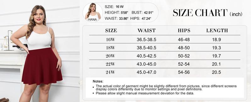 【S-XL&16-28W】Hanna Nikole Women Plus Size Casual Mini Skater Skirt Elastic Lining High Waist Basic Flared Skorts Pleated with Pocket Black Womenswear Palda Fitted Minimalist Bottom mini skirt #TikTokShopBlackFriday