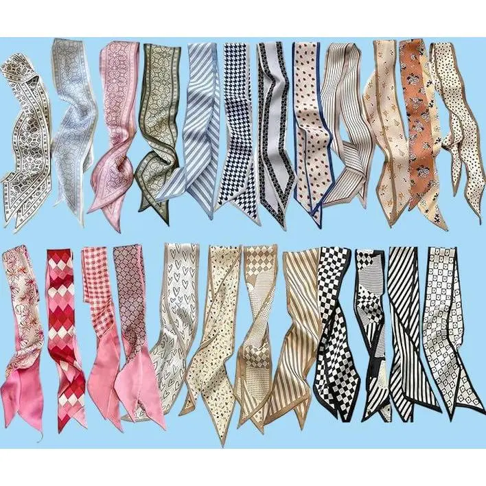 Women's 4-24PCS Boho Floral Print Scarf Wrap - Casual Soft Silk-Like Shawl, Casual Soft Scarf, Vibrant Hues, Gentle Texture, Versatile Styling, Bag Decoration Accessory, Beach Use Item, Accessories For Women, Female, Soft Touch