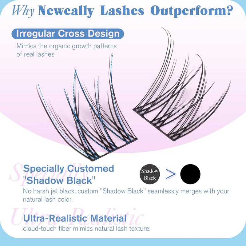 Natural Lash Clusters Kit DIY Lash Extension Kit Wispy Eyelash Extension Kit C-curly Individual Lashes Kit 9-12MM Short Eyelash Clusters with Lash Remover by Newcally