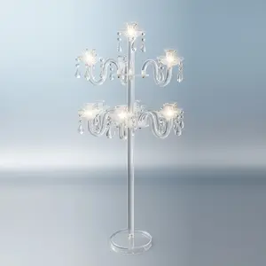 A 9-head double-layer acrylic crystal candle holder, European-style wedding banquet table decoration, Valentine's Day birthday party home decoration