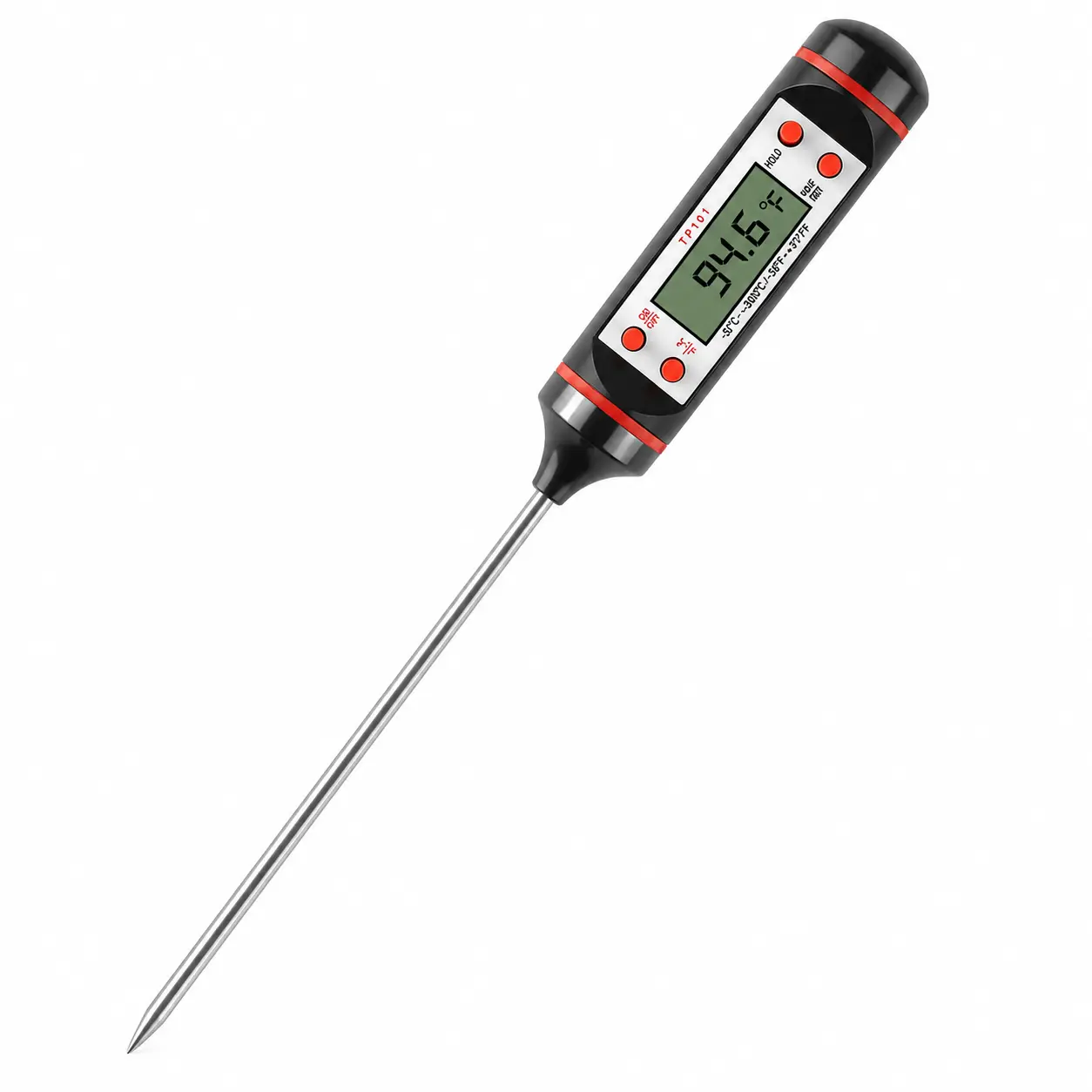 Digital Food Kitchen Thermometer, Dual Display, Ultra-Fast Stainless Steel Probe, Kitchen Utensils for Grilling, BBQ, Meat Utility (Black)