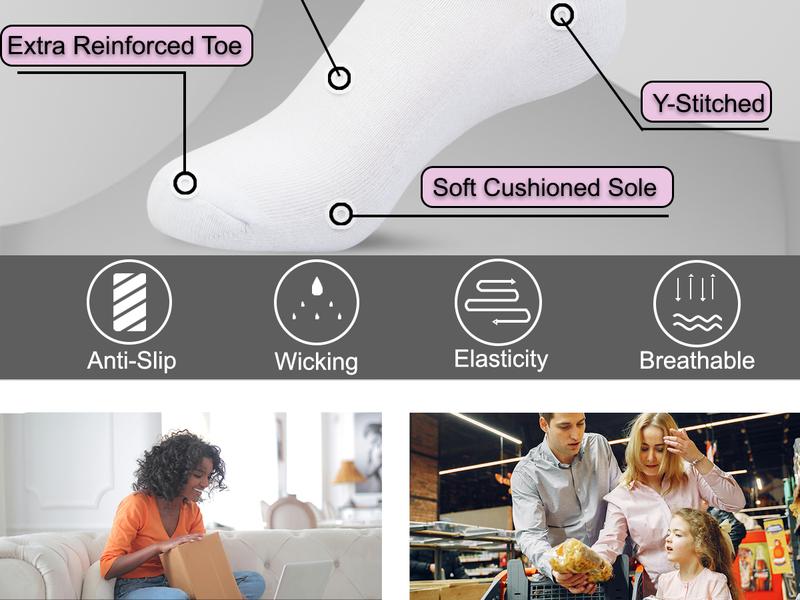 NevEND 6 Pairs Women's Men's Ankle Cotton Mini Crew Socks Athletic Running Sports with Thick Cushioned