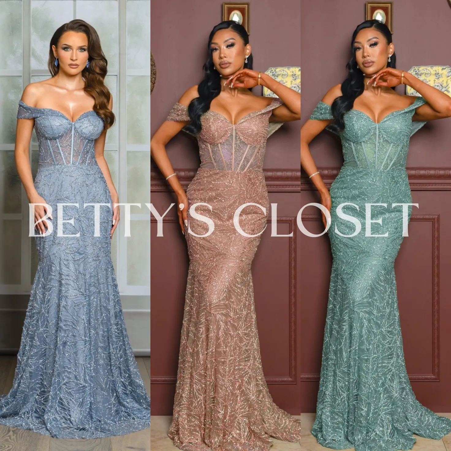 Diamante Off Shoulder Corset Glitter Glam Gown w/ Lace Up Back - TikTok Shop