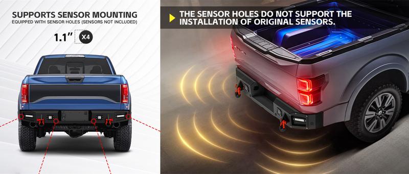 Rear Aftermarket Bumpers for Ford Compatible with 1999-2016 3rd Gen Ford F250 F350 F450