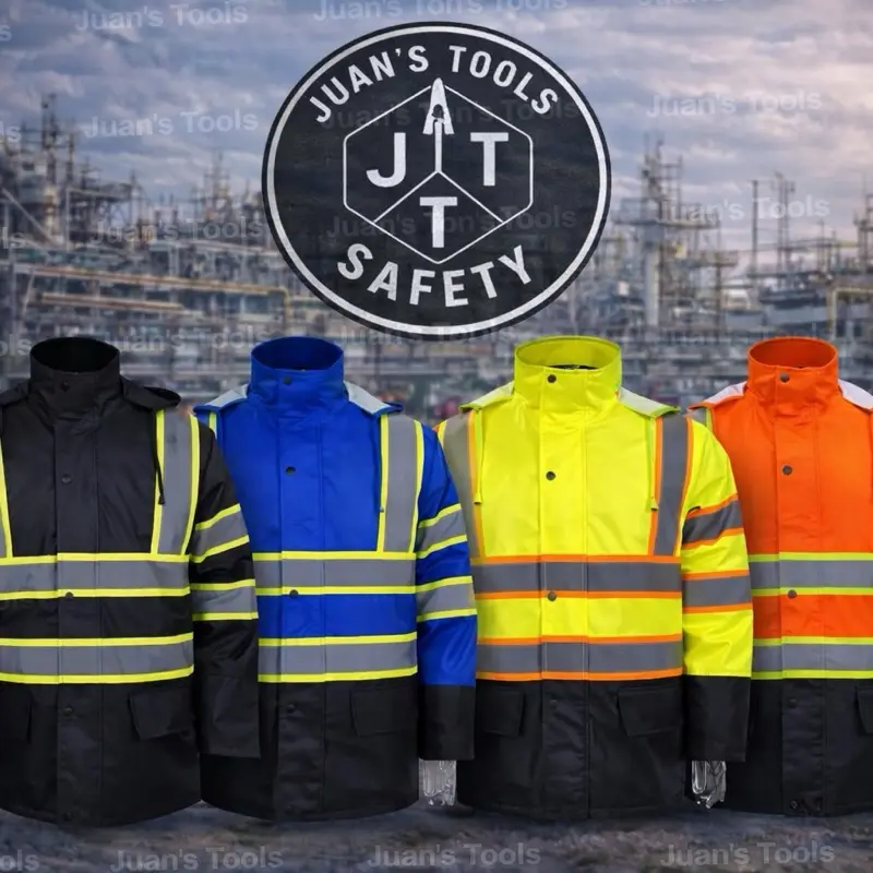 Work Safety Winter Hi-Vis Waterproof Fleece-Lined Jacket with Reflective Strips, 1 Inner Pocket & Warmth, Plus Safety Toe Boots for Home Improvement, Security Use