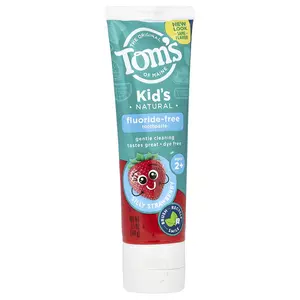Tom's of Maine Kid's Natural Toothpaste, Fluoride-Free, Ages 2+, Silly Strawberry, 5.1 oz (144 g)