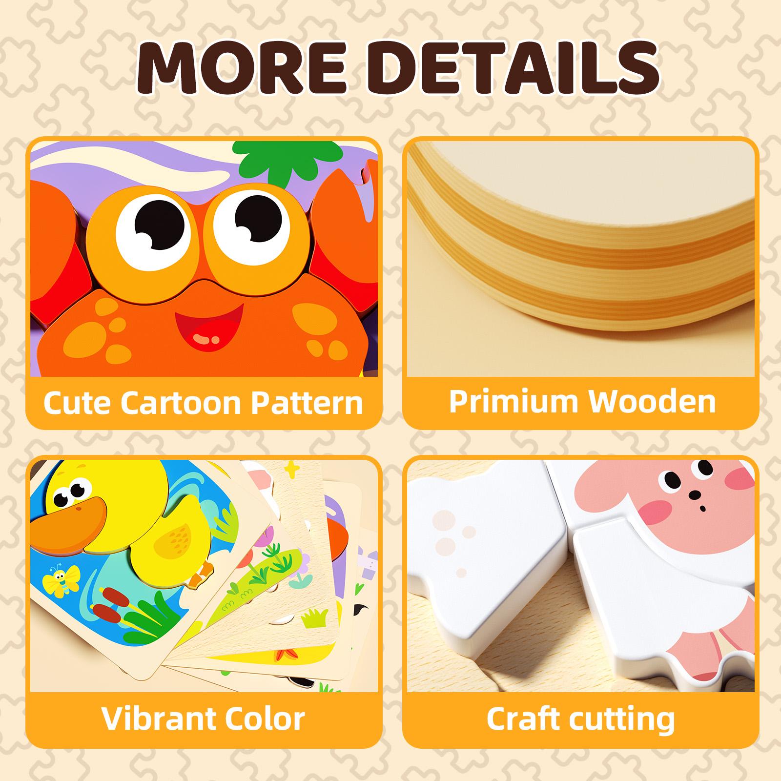 edutree Wooden Puzzles for Toddlers 2-4, 6 Pack Animal Shape Puzzle Montessori Toys for 1 2 3 Year Old, Educational Learning Toys for Girls Boys, Christmas Gift Black Friday, Mother's Day edutree Wooden Puzzles for Toddlers 2-4, 6 Pack Animal Shape Puzzle Montessori Toys for 1 2 3 Year Old, Educational Learning Toys for Girls Boys, Christmas Gift Black Friday, Mother's Day