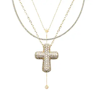 EVRY JEWELS Gold or Silver Plated Women's Icy Cross Bundle Bundle