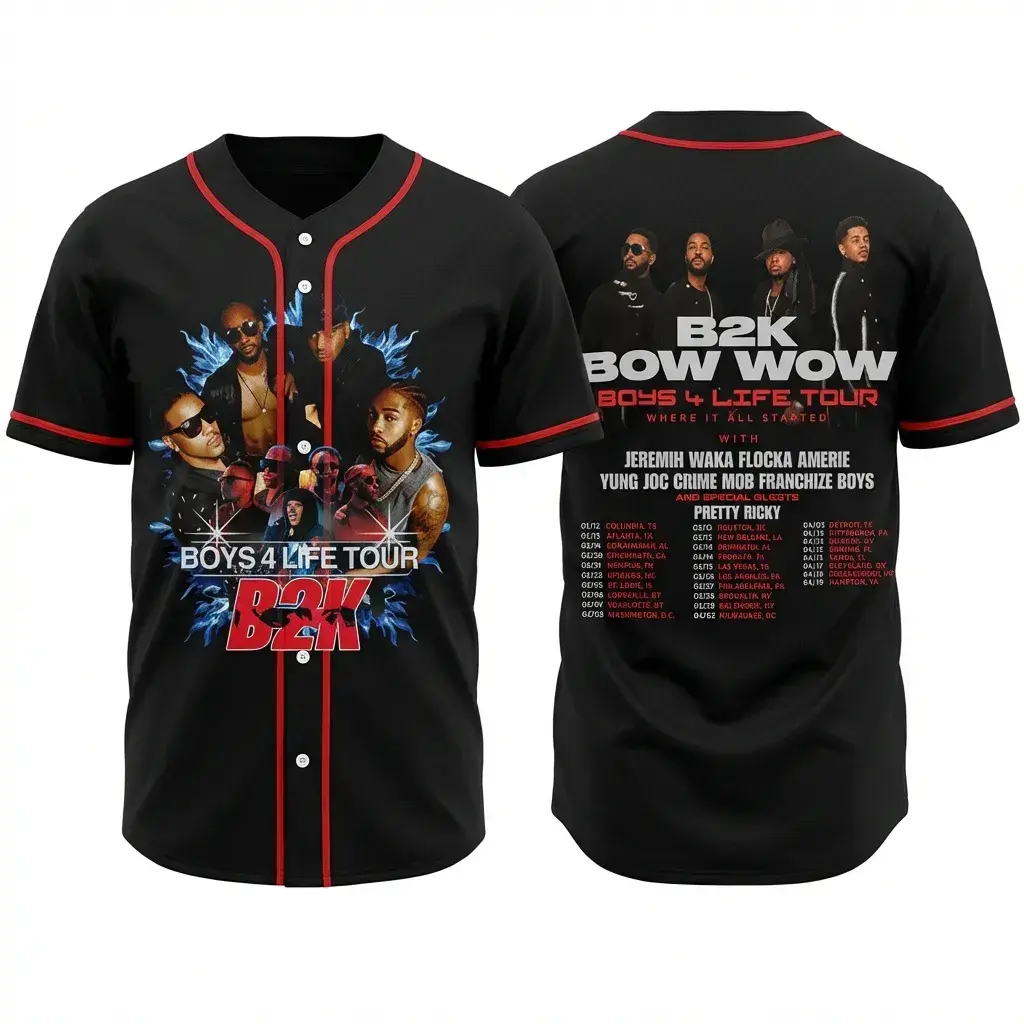 B2K Bow Wow Boys 4 Life Tour 2026 Jersey, Concert Merch, Vintage Hip Hop  Graphic Baseball Jersey - TikTok Shop
