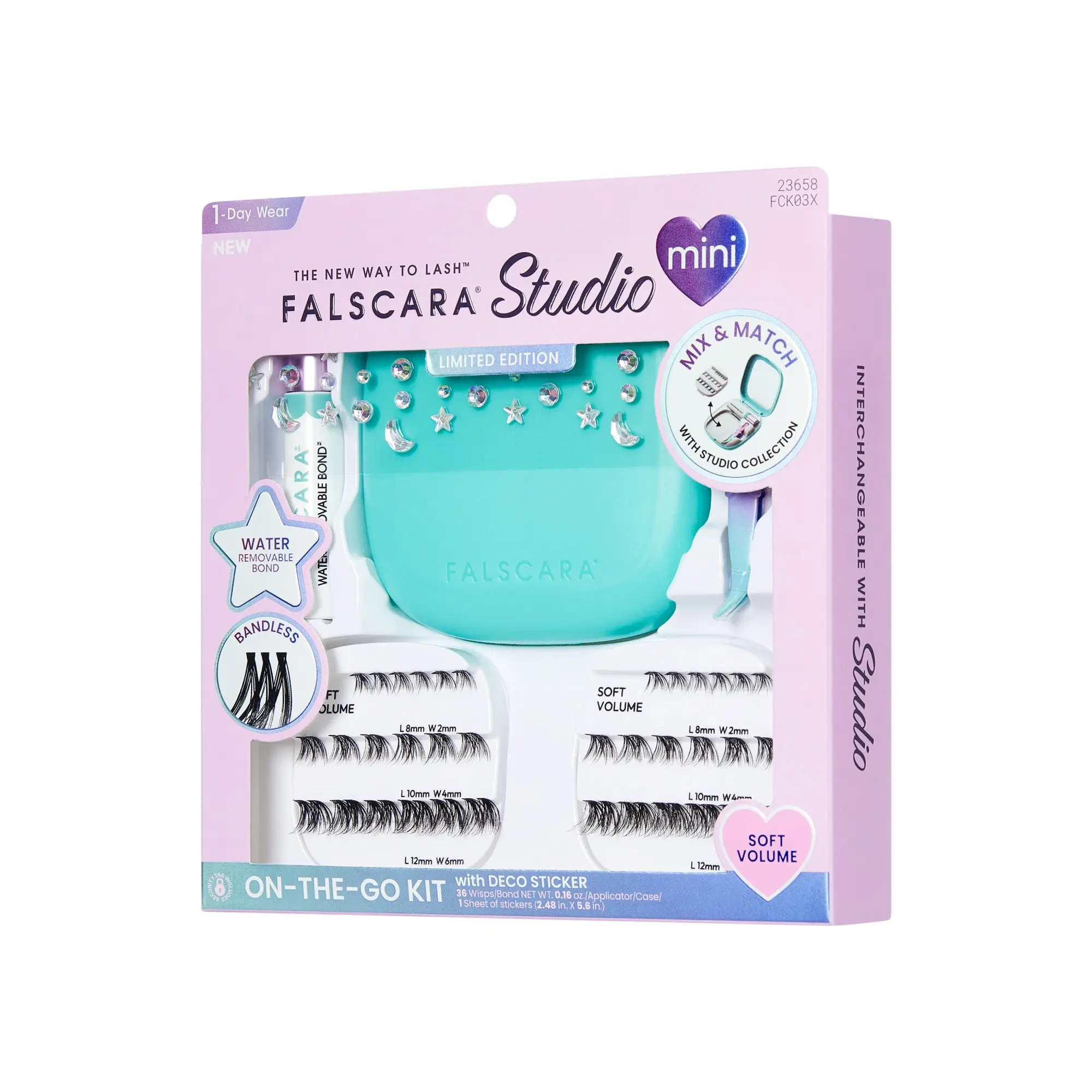 Falscara Studio Mini Festival On-The-Go Kit - Soft Volume | DIY False Lash Extensions, Cluster Lash, Wispy Lashes, 36 Wisps, 8mm-12mm