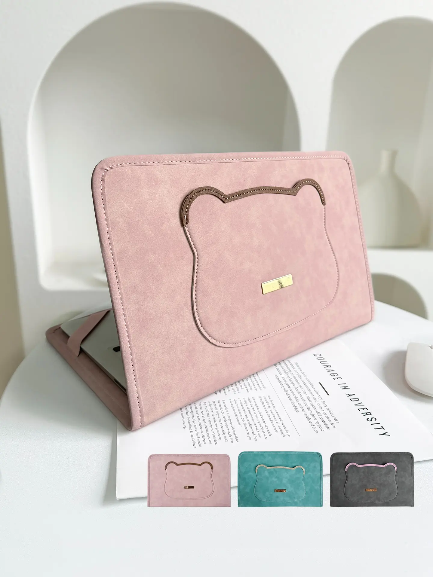 Cute Bear Laptop Case, Laptop Casing, High-Profile Universal Computer Bag, Compatible with Macbook, Lenovo, Dell, Hp, Asus, Xiaomi, Huawei, Lightweight, Office, Travel, School Use, Ideal Gift, Elegant Fashion, Cute Design, Suede Texture, Laptop Cover