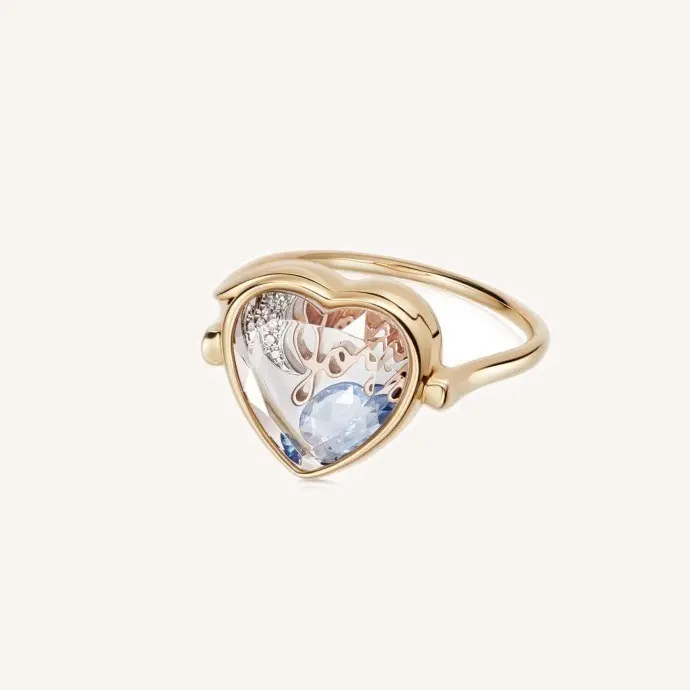 Custom Floating Memory Charm Ring, Transparent Glass Locket Ring that Holds Tiny Charms