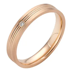 MOISSANITE Solitaire Wedding Band Ring - 14k Rose Gold Vermeil 925 Silver