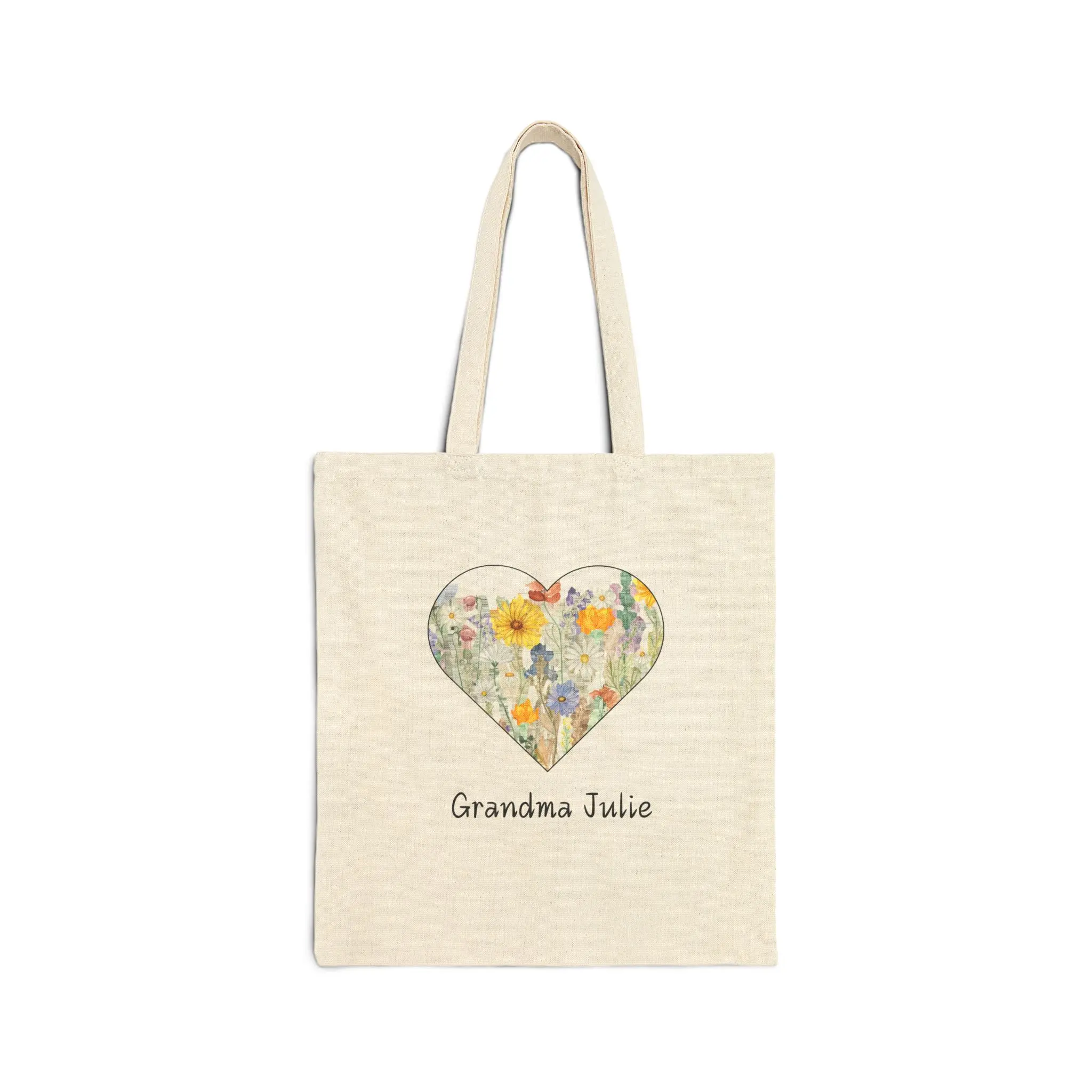 Personalized Wildflower Tote Bag - Nature Lover Gift, Floral Canvas Tote, Botanical Shoulder Bag, Custom Flower Print Shopping Bag