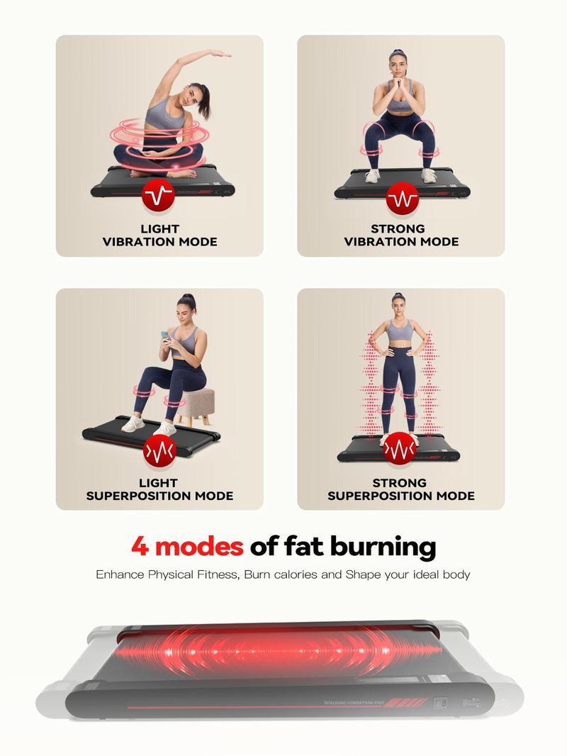 Walking Vibration Pad,Vibrating Plate, Remote Control & APP, Lightweight Under Desk Treadmills For Home & Office,Servo Motor Technology, 3 in 1 Portable Walking Pad Treadmill, 350 Lbs Capacity,4 Fat-Burning Modes, 3.8 Mph, 22 Lbs