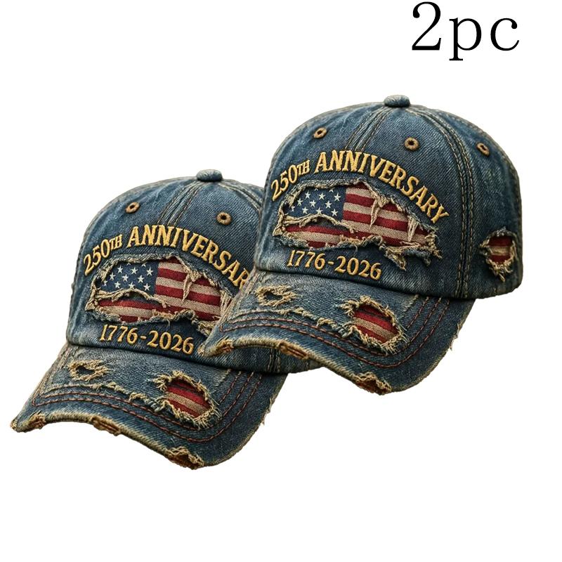 250th Anniversary 1776-2026 Distressed Denim Baseball Cap for Men American Flag Embroidery Vintage Washed Relaxed Fit Daily Casual Outdoor Spring Summer History Enthusiasts Patriotic Fans Fathers Husbands Friends 250th Anniversary 1776-2026 Distressed Denim Baseball Cap for Men American Flag Embroidery Vintage Washed Relaxed Fit Daily Casual Outdoor Spring Summer History Enthusiasts Patriotic Fans Fathers Husbands Friends