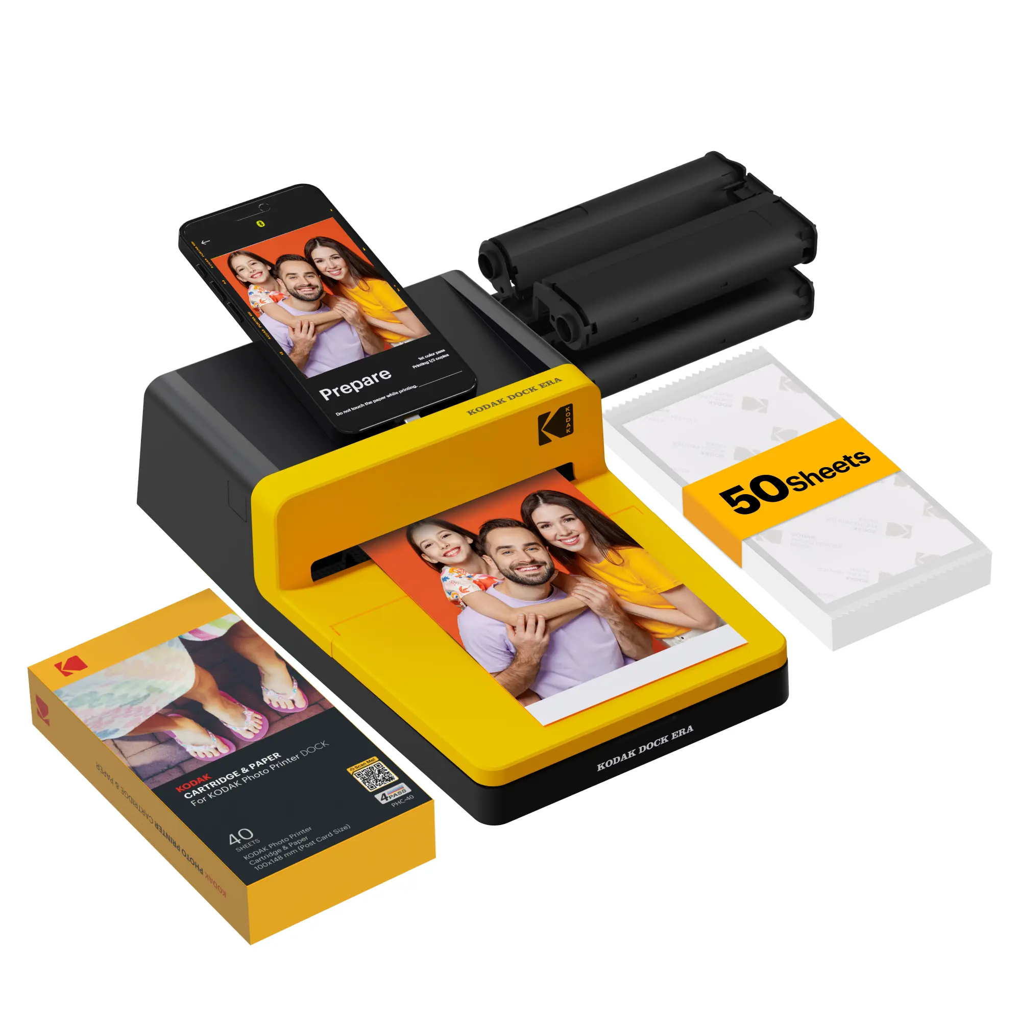 KODAK Dock Era 4x6'' Desktop Photo Printer, 50 Sheets, Docking & Bluetooth Smartphone Printer for iPhone & Android, Instant Color Prints, 4PASS Dye Sublimation