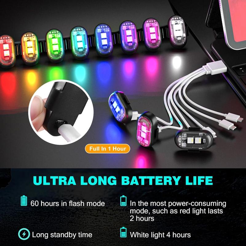 6PCS Wireless LED Lights for Car with Remote Control, Wireless LED Strobe Lights 8 Colors USB Charing IP65 Waterproof Anti-Collision Warning Light for Car Interior Truck Motorcycle Drone Aircraft Bike 6PCS Wireless LED Lights for Car with Remote Control, Wireless LED Strobe Lights 8 Colors USB Charing IP65 Waterproof Anti-Collision Warning Light for Car Interior Truck Motorcycle Drone Aircraft Bike