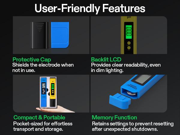 VIVOSUN Digital pH and TDS Meter Kits, 0.01pH High Accuracy Pen Type pH Meter ± 2% Readout Accuracy 3-in-1 TDS EC Temperature Meter for Hydroponics, Pool and Aquarium,  UL Certified