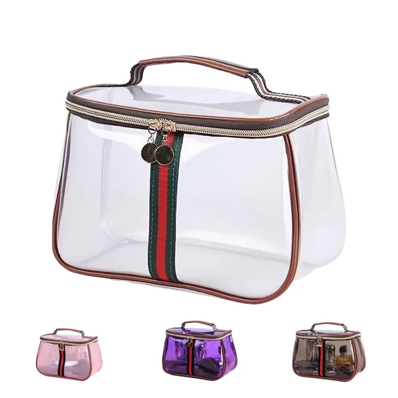 New Retro Vintage Vanity Bag Makeup Bag Large Capacity Waterproof Transparent Toiletry Bag Luxury Cosmetic Bag Women Ladies Travel Storage Case