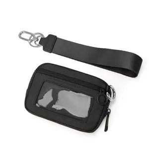 Leisure multifunctional zipper wrist bag with detachable wristband and metal keychain, minimalist wallet with RFID protection, waterproof nylon coin purse, compact multifunctional card bag storage bag, suitable for daily and outdoor use