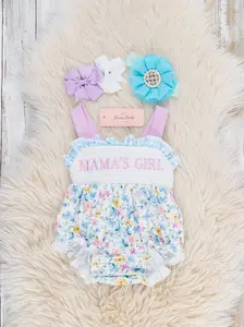 MAMA'S GIRL Petal Hem Smocked Ruffle Bubble Romper