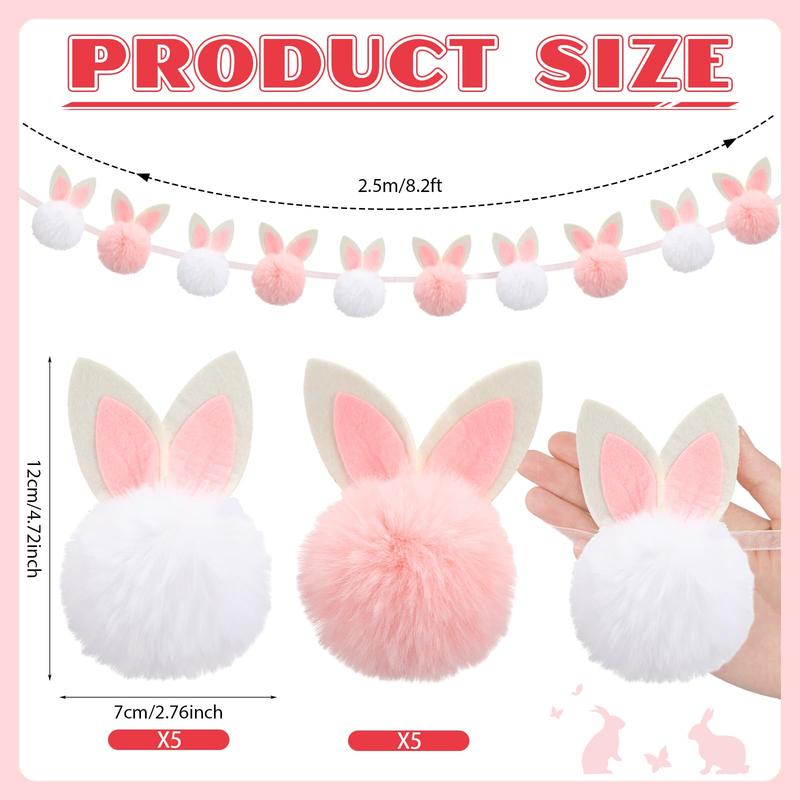 Easter Bunny Garland Wood Beads Banner Rustic Rabbits Hanging Garland with Beads, Bunny Eggs with Bow Door Wreath Garland for Mantle Fireplace Shelf Wall Doorway Display, Spring Home Decor, Easter Decor 2026 Easy Hang Indoor Outdoor Party Supplies & Gifts