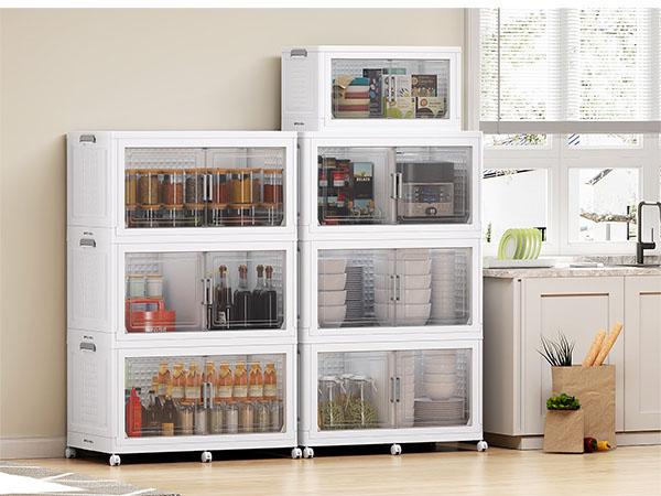 Broview V40 800QT Plastic Storage Bins with Lid and Wheels, Extra Large Stackable Storage Bins with Dividers, Closet Organizers and Storage Cabinet Shelves Collapsible Box for Home Garage