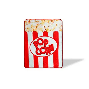 Movie Popcorn Fleece Throw Blanket | Popcorn Box Blanket | 60 x 45 Inches
