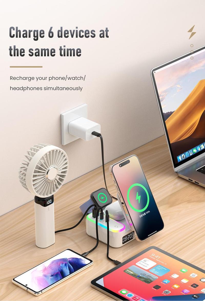 2026 8-in-1 FoldaWireless Charging Station Magnetic Charger for Smartphones Smartwatches & Earbuds Compatible with iPhone Apple Watch & More Compact Portable Device Charging Station Black Folding Electronic