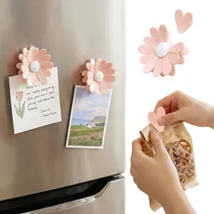 1 Count Magnetic Chip Clips for Refrigerator, 2-in-1 Food Bag Clips & Fridge Magnets,Daisy Shaped Decorative Refrigerator Magnets Clip for Kitchen Food Storage and Fridge Decor