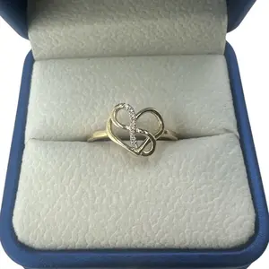 Oroconda Jewelry 14k Gold Heart and Infinity Ring With White Zirconia