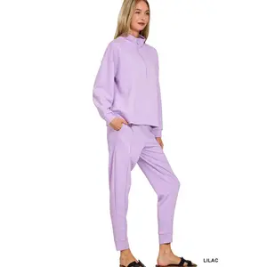 Scuba Half Zip Pullover & Jogger Set: LILAC