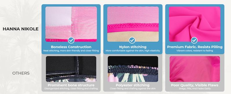 Hanna Nikole Women's Bikini Suit High Cut 2 Piece Swimsuit Gathered Modest Swimsuit Knotted Font Cross Cross