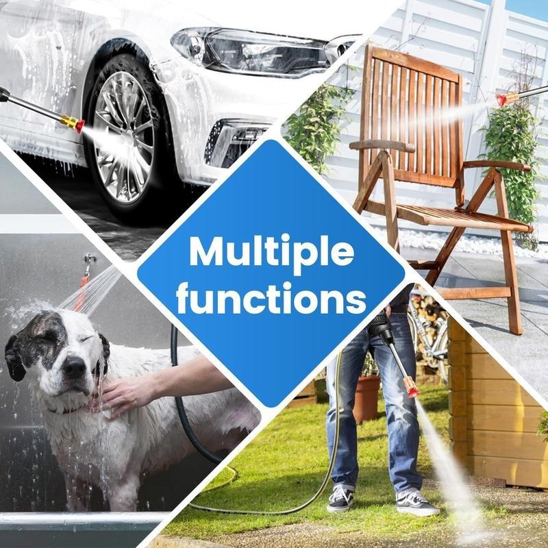 Cordless Pressure Washer 1500W Portable Battery High Pressure Gun with 2 Nozzles 2 Batteries 5m Hose Ideal for Car Floor Patio Cleaning