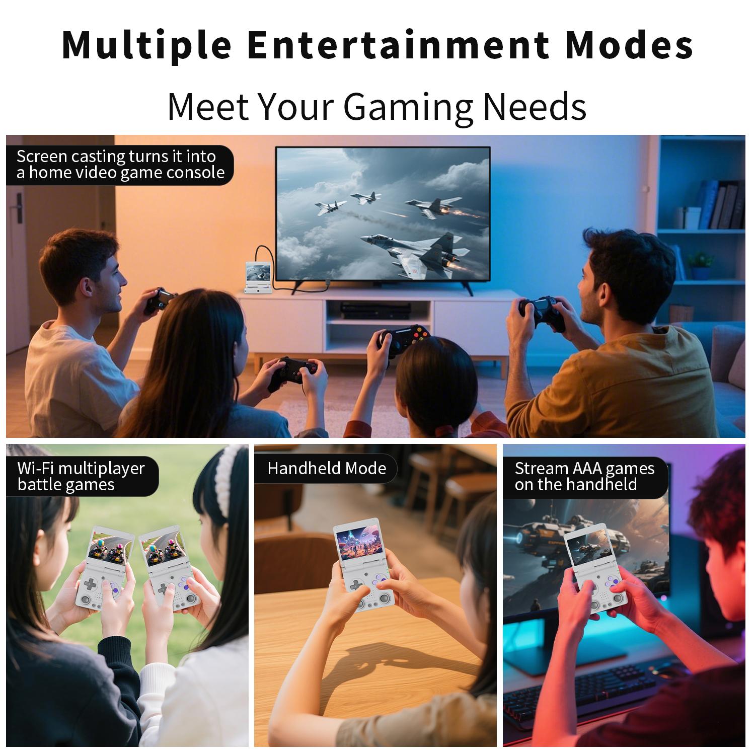 ANBERNIC RG 34XXSP Handheld Game Console 3.4-inch RG34XXSP Foldable Handheld Console Linux 64-bit System With Double Joystick Battery 3300mAH Children's Holiday Gifts Box Mini Digital Portable