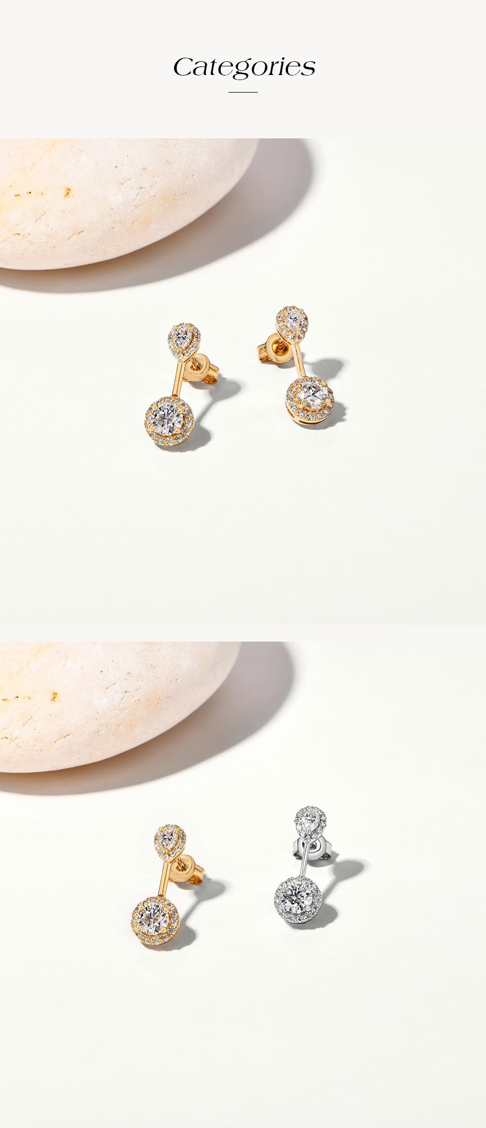 ATTAGEMS D VVS1 Color Pear&Round Shape Synthetic Moissanite Earrings for Women S925 Sterling Silver Sparkling Party Travel Gift Fine Jewelry E060