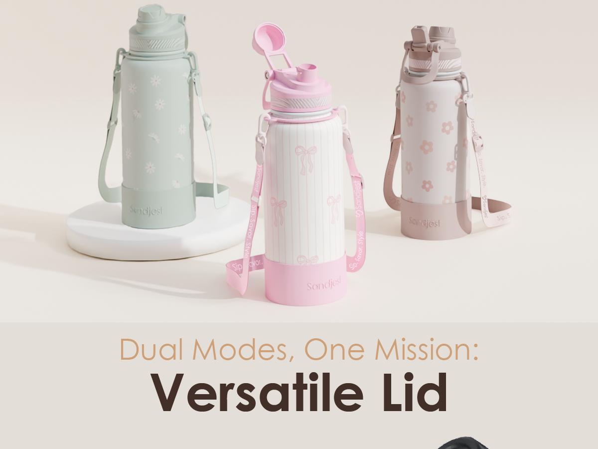 Sandjest 32oz Insulated Stainless Steel Water Bottle with Strap and Spout Lid, 100% Leak Proof, Gym Sports Travel Outdoor, Gifts for Women Christmas