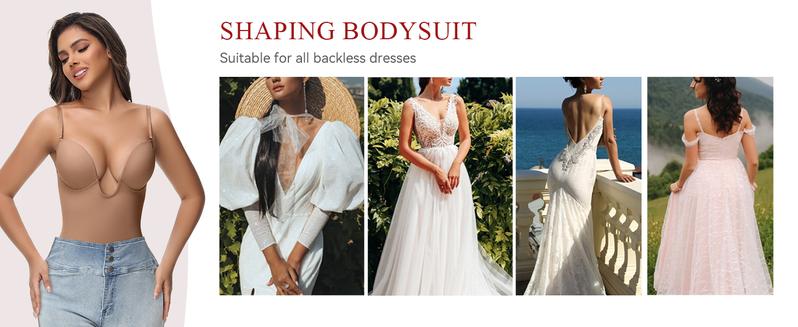 SHAPSHE Backless Plunge Seamless Shapewear Bodysuits Full Body Tummy Control Built In Bra with Plunge Low Back Body Shaper for Wedding Party SHAPSHE Backless Plunge Seamless Shapewear Bodysuits Full Body Tummy Control Built In Bra with Plunge Low Back Body Shaper for Wedding Party