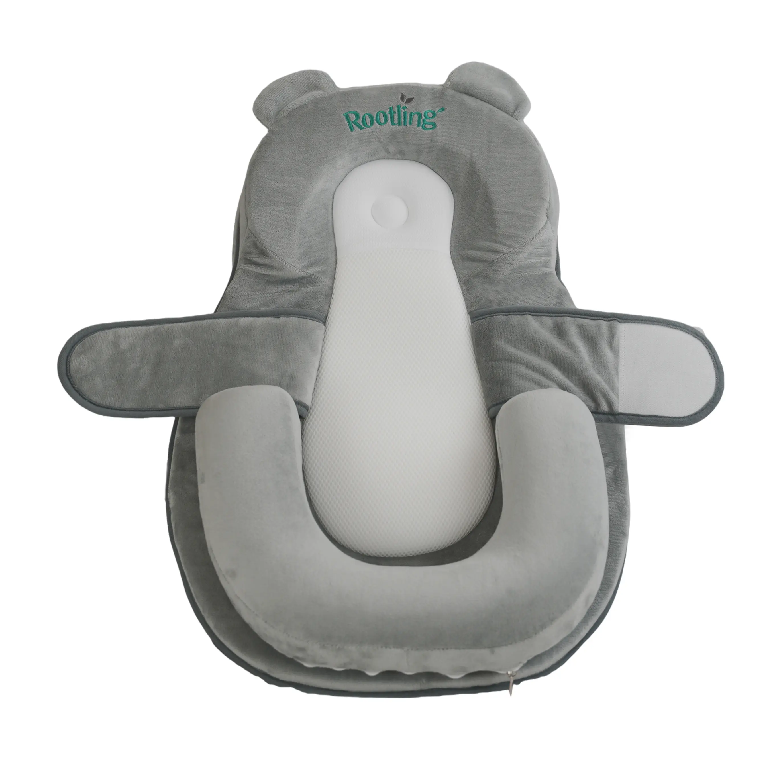 Rootling Nursing Pillow for Breastfeeding and Bottle Feeding, Removable Machine-Washable Velvet Cover, Adjustable Cushion , Gray