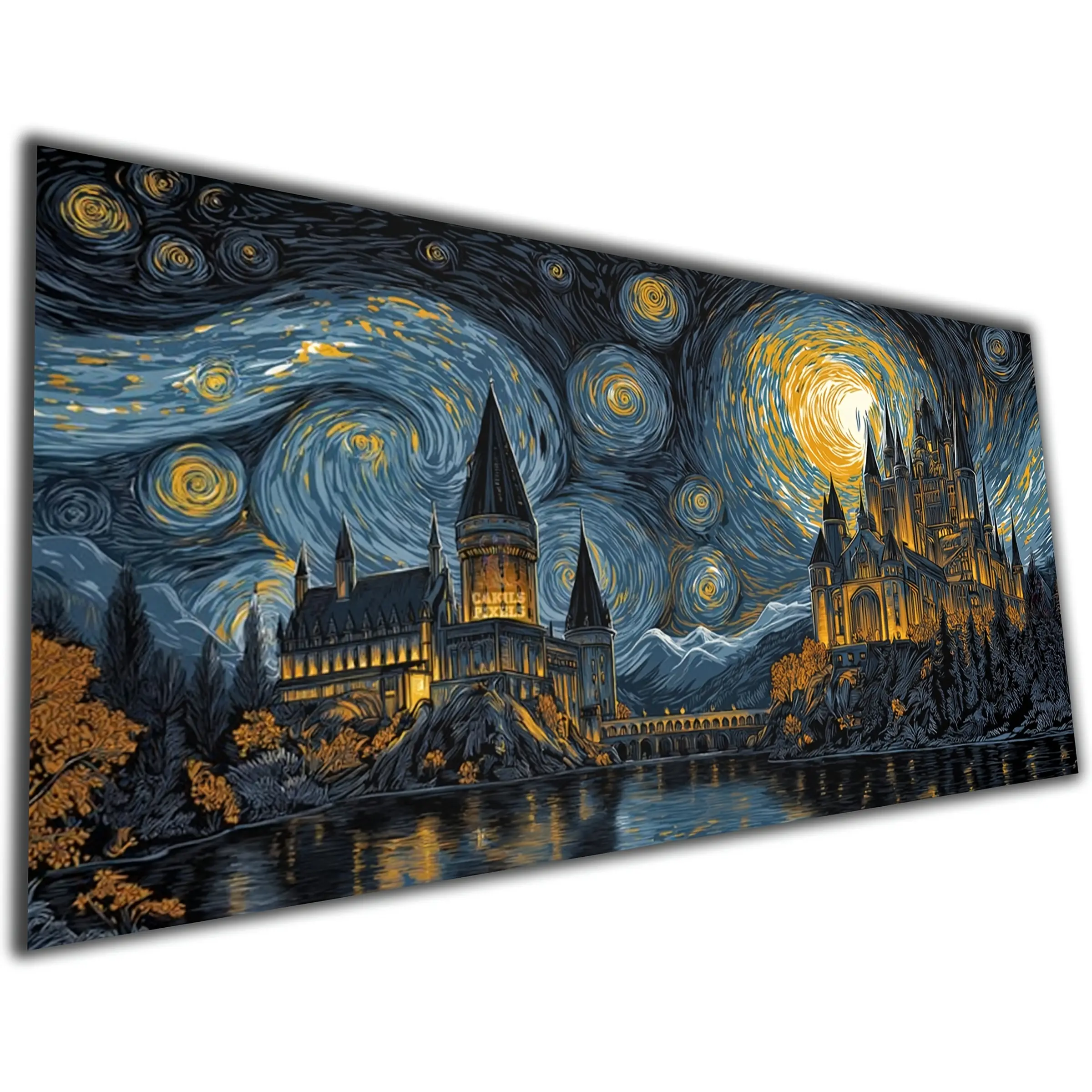 Starry Night Fantasy Landscape Diamond Art Kits for Adults,Large Size Van Gogh Inspired 5D Diamond Painting Kit, Magic Castle Full Round Drill Diamond Art Painting, DIY Gem Painting,Crafts kit For Home Decor 15.7x31.5inch