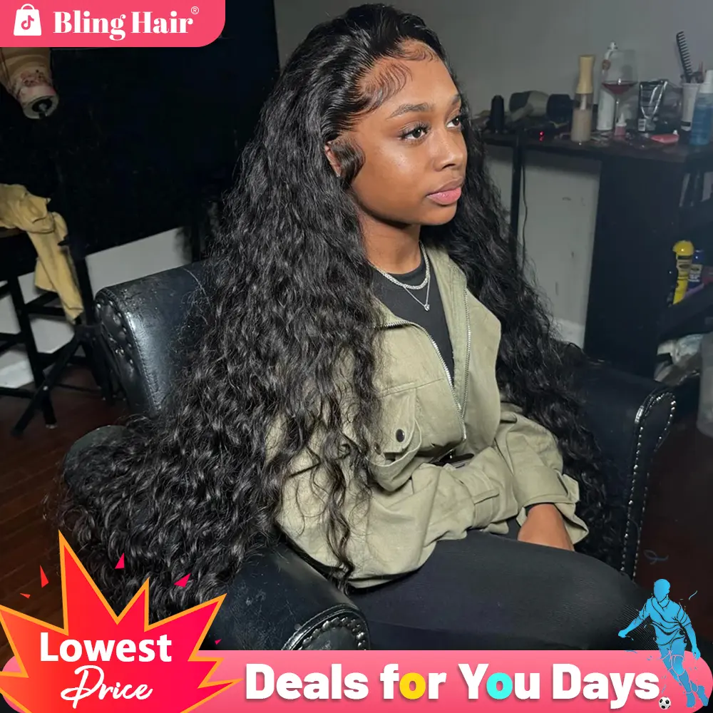 Bling Hair Deep Wave Lace Front Wig 13x4/13x6 Water Wave HD Transparent Lace Frontal Human Hair Wigs For Women 180% Density Sale Clearance #DealsForYouDays