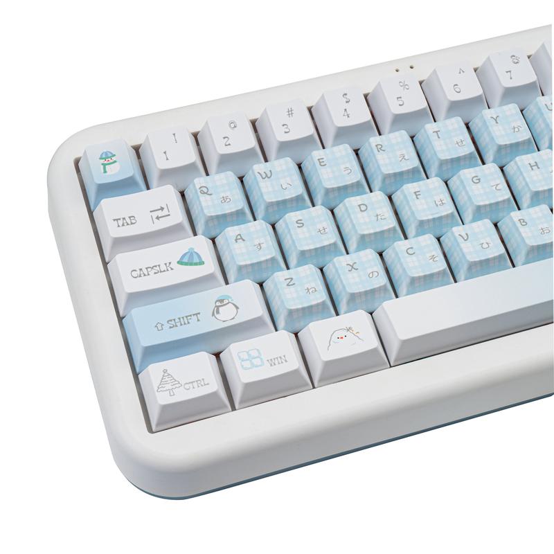 Ergonomic keycaps COOMICKEY Creamy Keycaps Set 145 Keys PBT Dye Sublimation Snowman Shape Blue Custom Keycap for 61/64/87/104/108 Cherry MX Switches ISO ANSI Layout Mechanical & Gaming Keyboard