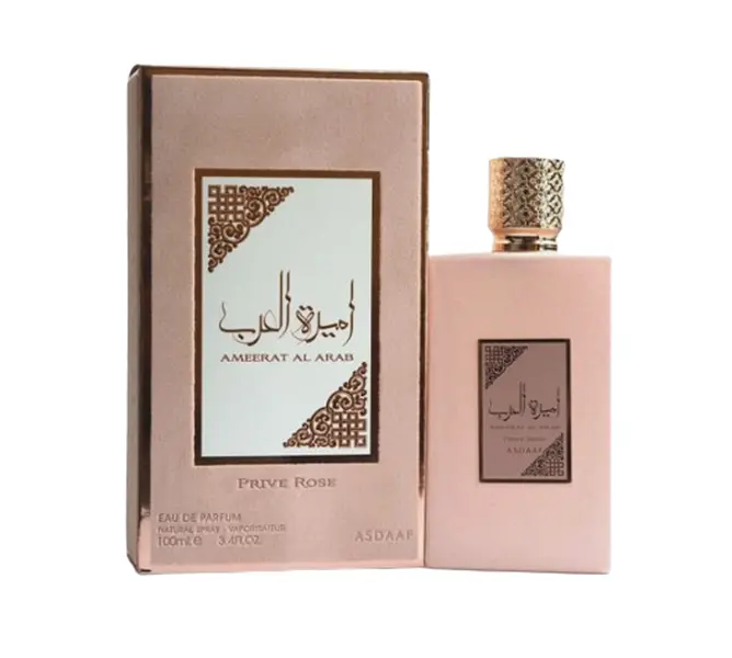 Lattafa Ameerat Al Arab Prive Rose EDP Alcohol-Based Women's Fragrance, Elegant Floral Fragrance Blend, Aromatic Cosmetic, 3.4oz(100ml) Single Item