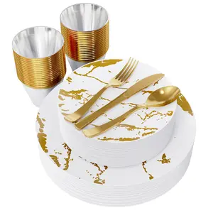 Bulk Dinnerware Sets Case | Plastic Plates for Salads, Burgers | BPA Free